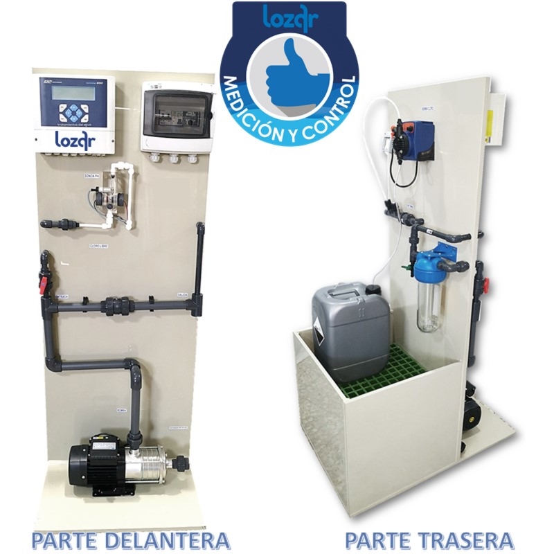 Compacto controlador de Cloro Libre para depósito de agua potable.