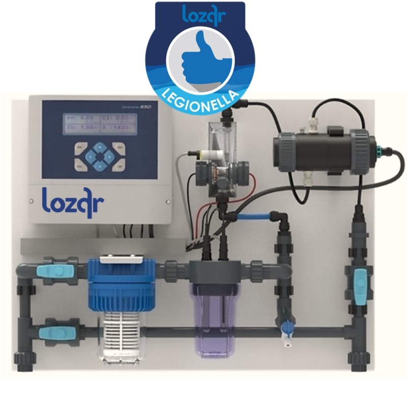 Panel controlador de turbidez, PH, cloro libre, y temperatura.