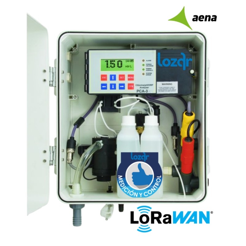 Analizador de cloro libre/total DPD, pH y temperatura en continuo por fotometr?a Aena